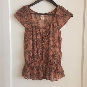 Mossimo Supply Co. Paisley Ruffle Shirt Size M